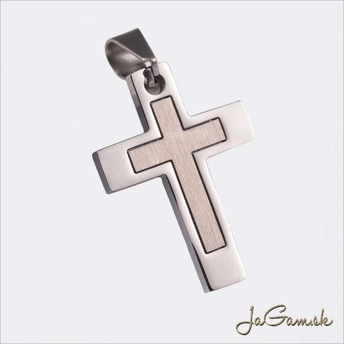 Prívesok krížik 31x22mm CHIRURGICKÁ OCEĽ, 1ks (ch1637)